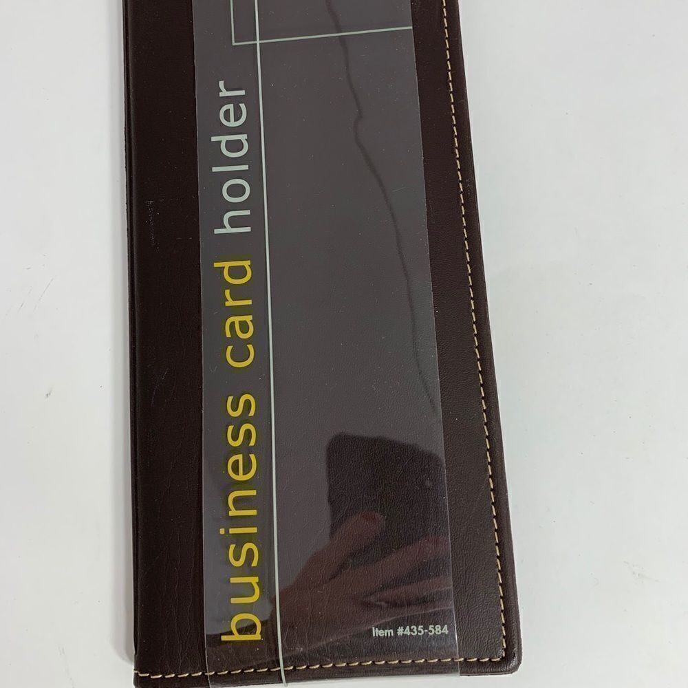 Business Card Holder 72 Capacity Identification Credit Bank Card Brown Vinyl New